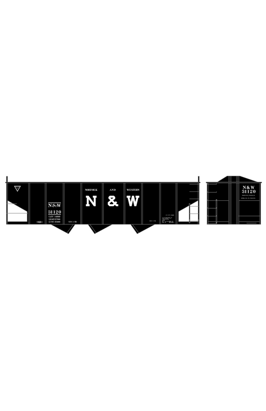Norfolk and Western 70 Ton 3 Bay Hopper White