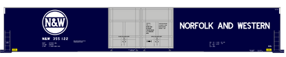 Norfolk and Western 4-Door 86 Ft Auto Parts Boxcar White