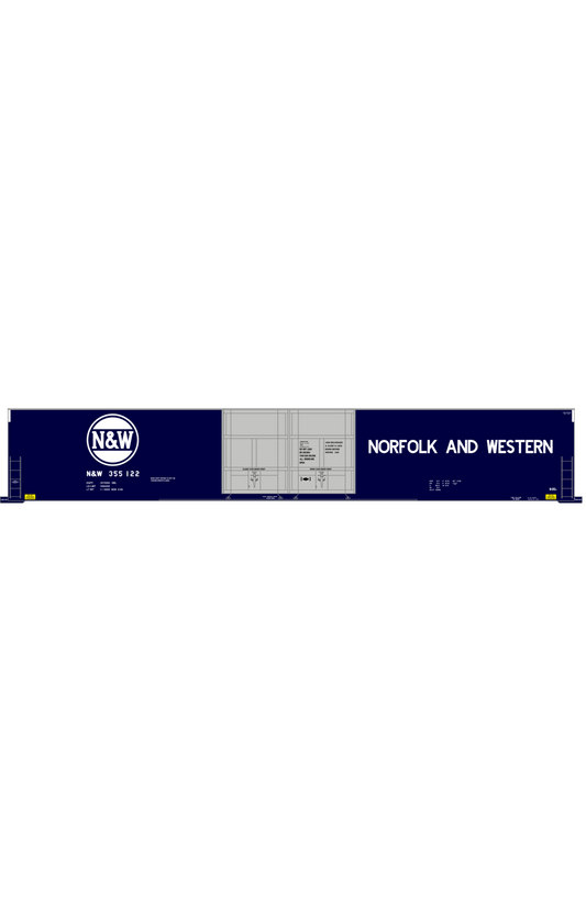 Norfolk and Western 4-Door 86 Ft Auto Parts Boxcar White