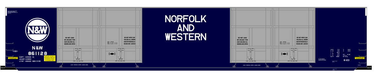 Norfolk and Western 8-Door 86 Ft Auto Parts Boxcar White