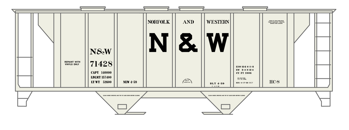 Norfolk and Western Cement Covered Hopper Black