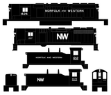 Norfolk and Western Diesel Locomotive White Late Scheme - Decal