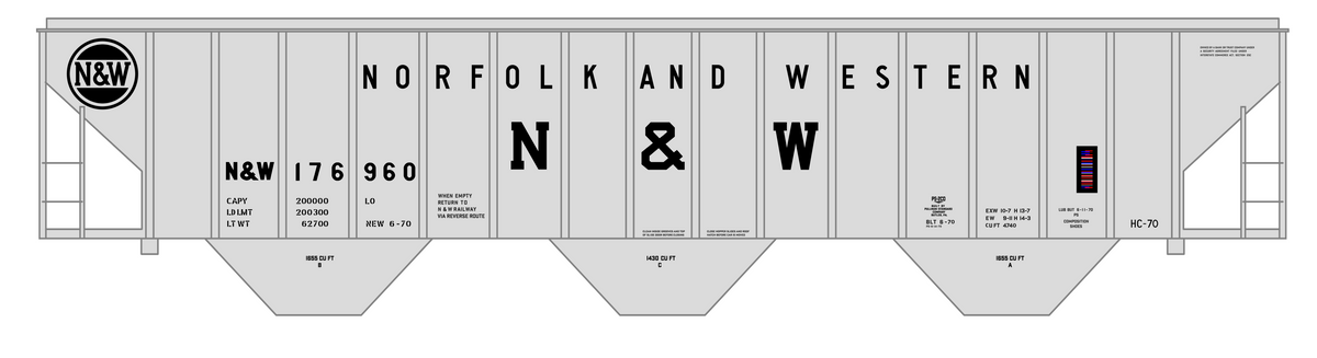Norfolk and Western PS2-CD Covered Hopper Black