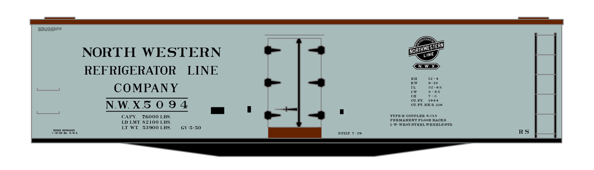 Northwestern Refrigerator Line Wood Ice Reefer Black CNW - Decal