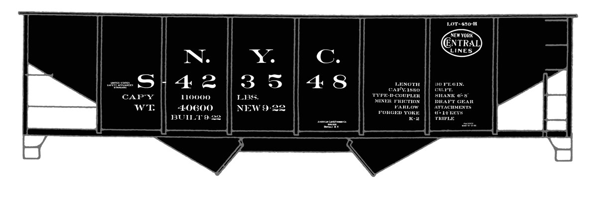 New York Central Twin Hopper Car White