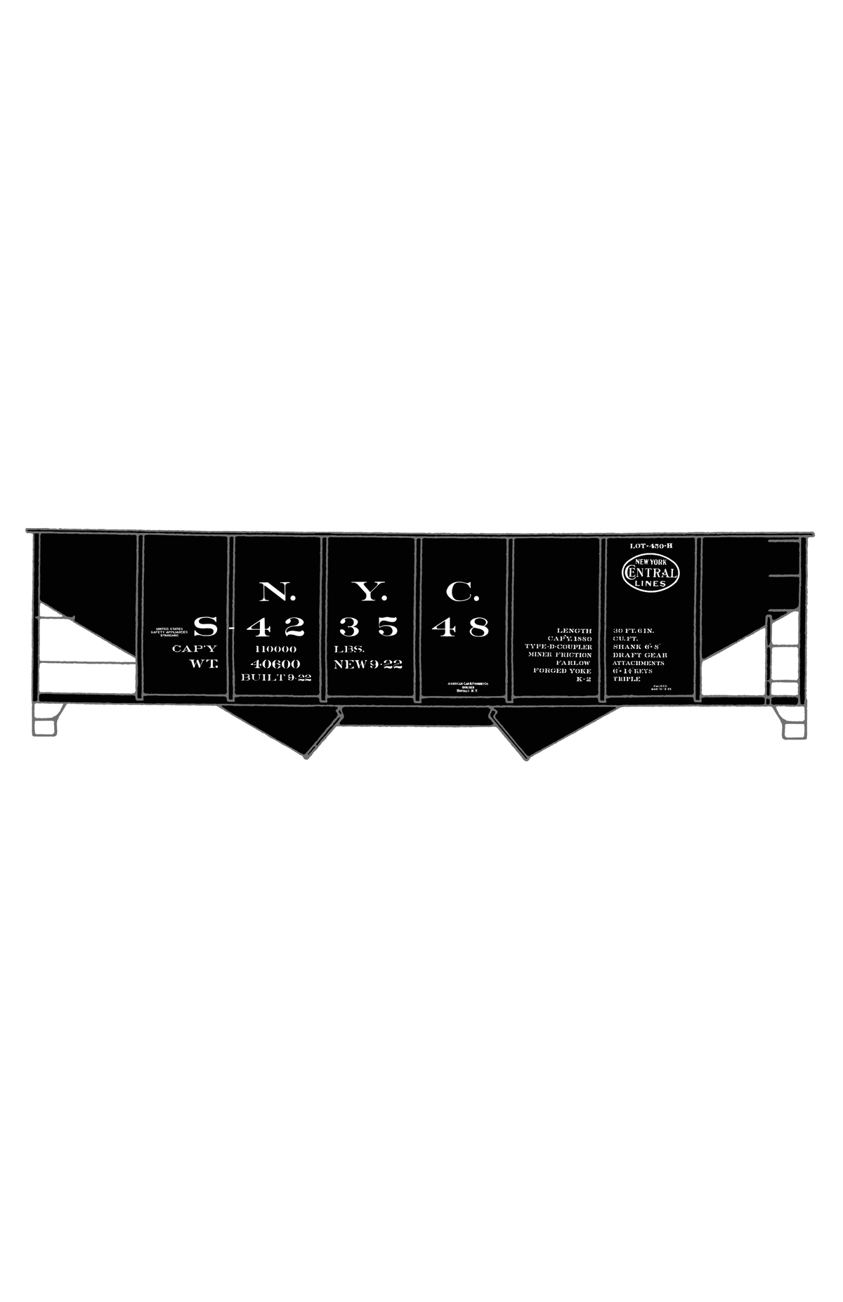 New York Central Twin Hopper Car White
