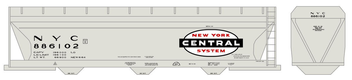 New York Central ACF Covered Hopper Black White and Red