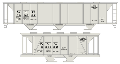 New York Central 70 Ton Covered Hopper Black 1950s Gothic Lettering