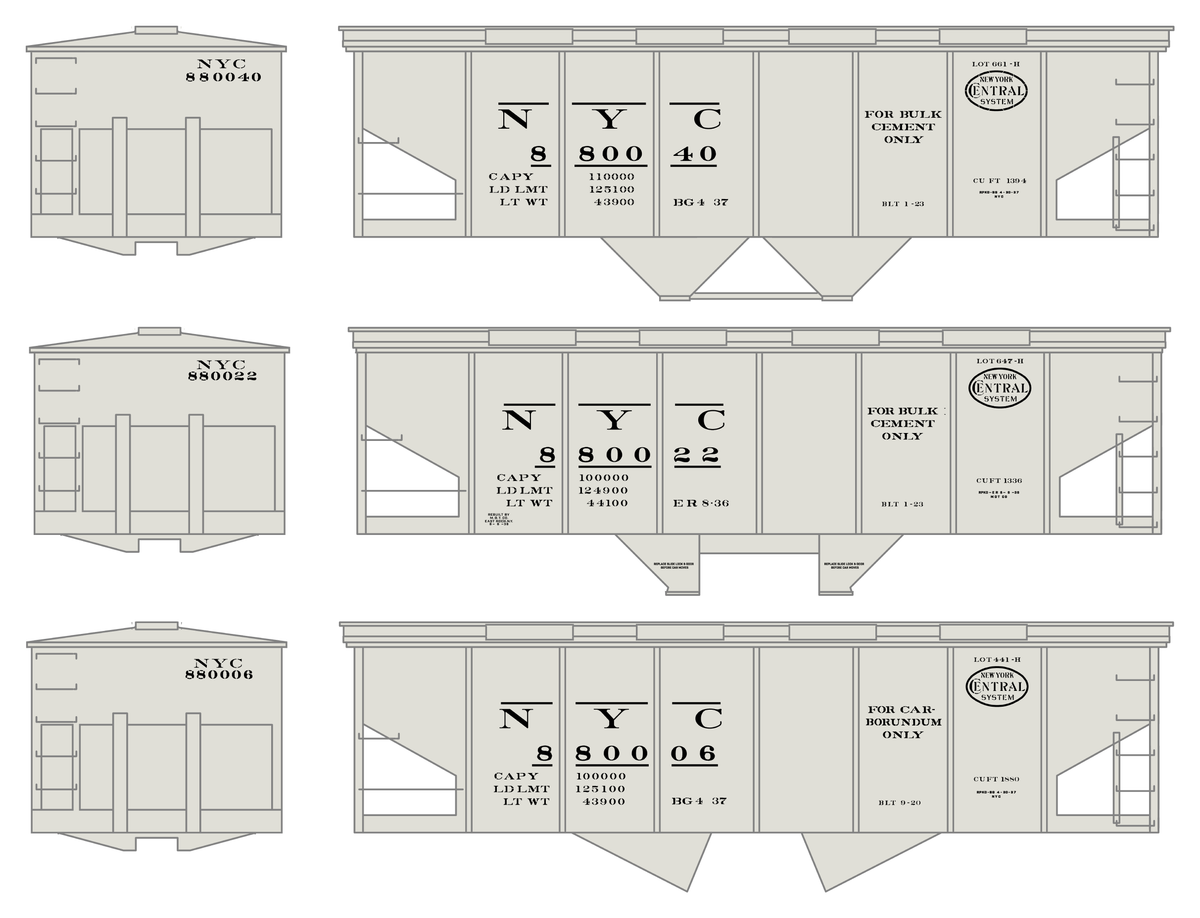 New York Central Covered Hopper Black NYC-Built - Decal