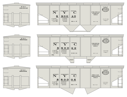 New York Central Covered Hopper Black NYC-Built - Decal