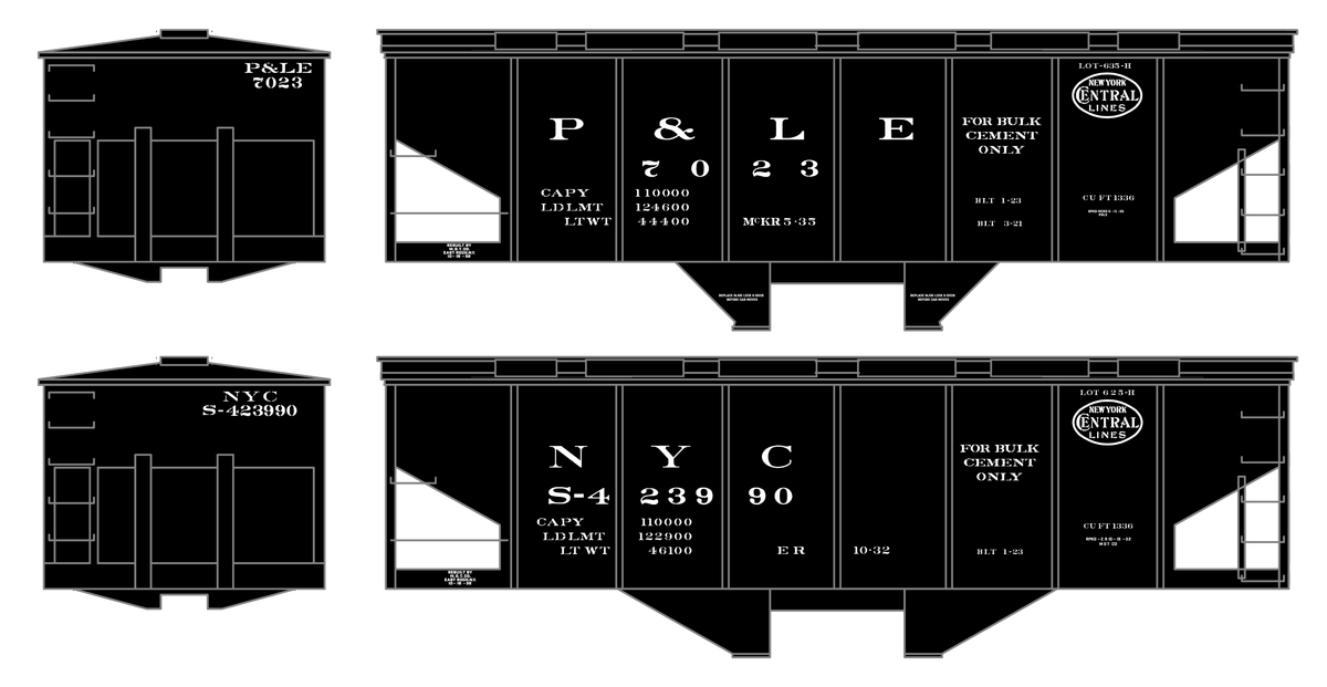 New York Central Covered Hopper White NYC-Built - Decal