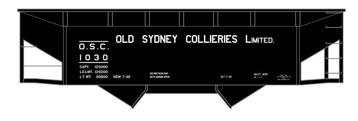 Old Sydney Collieries Ltd Offset Twin Hopper White Nova Scotia - Decal