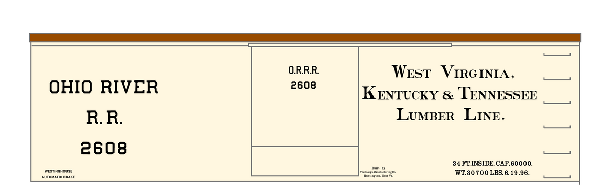 Ohio River Railroad 36 Ft Wood Boxcar Black