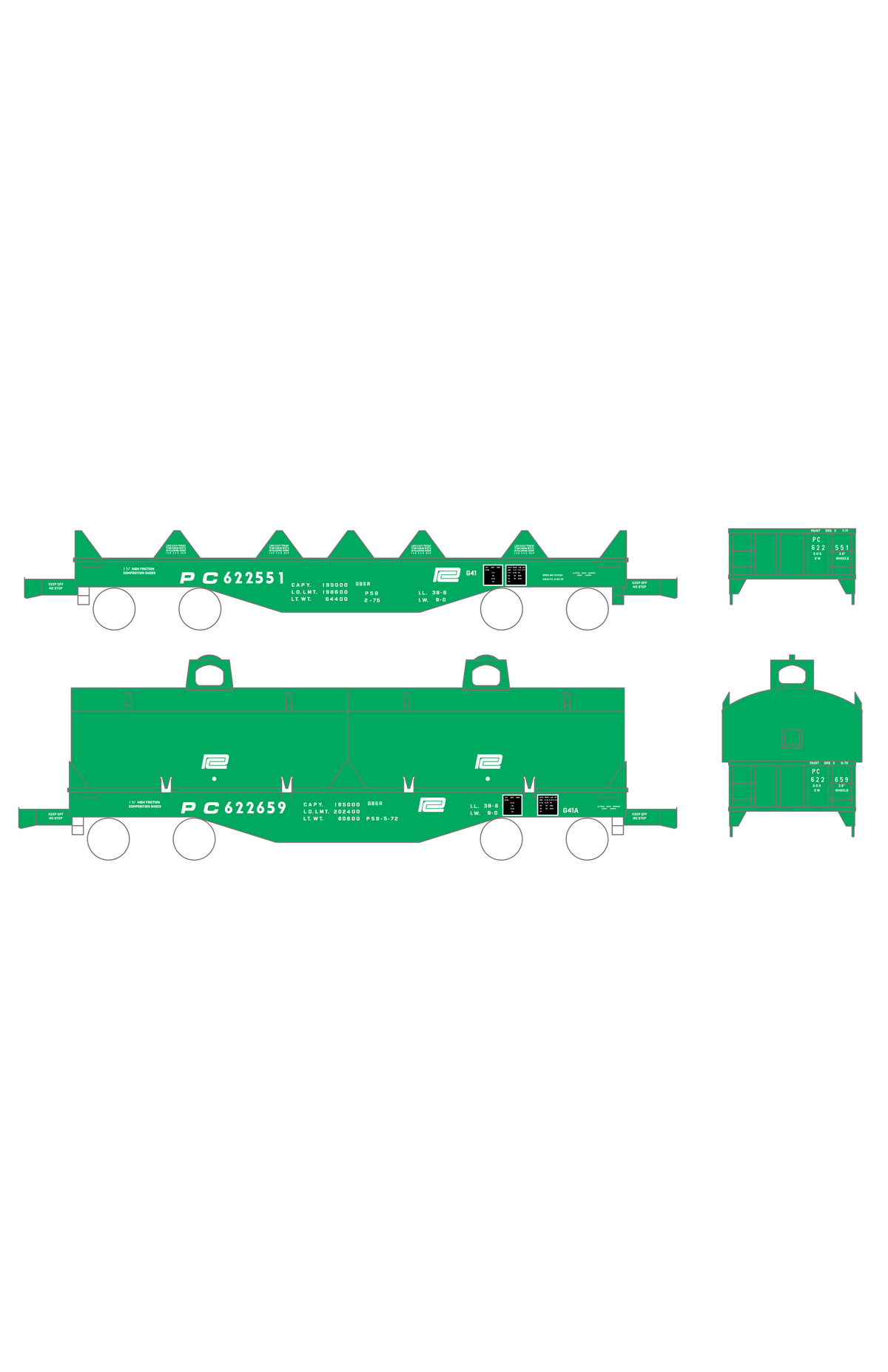 Penn Central G41 and G41A Coil Steel Car White