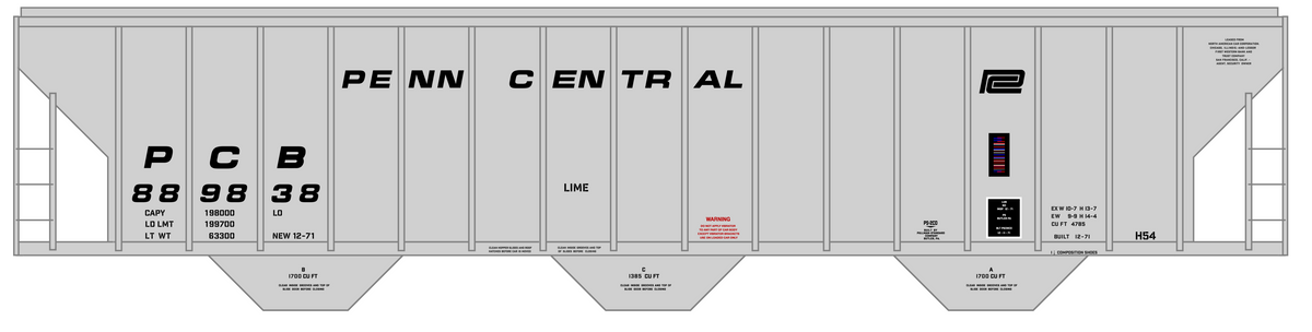 Penn Central PS2-CD Covered Hopper Black For Gray Car