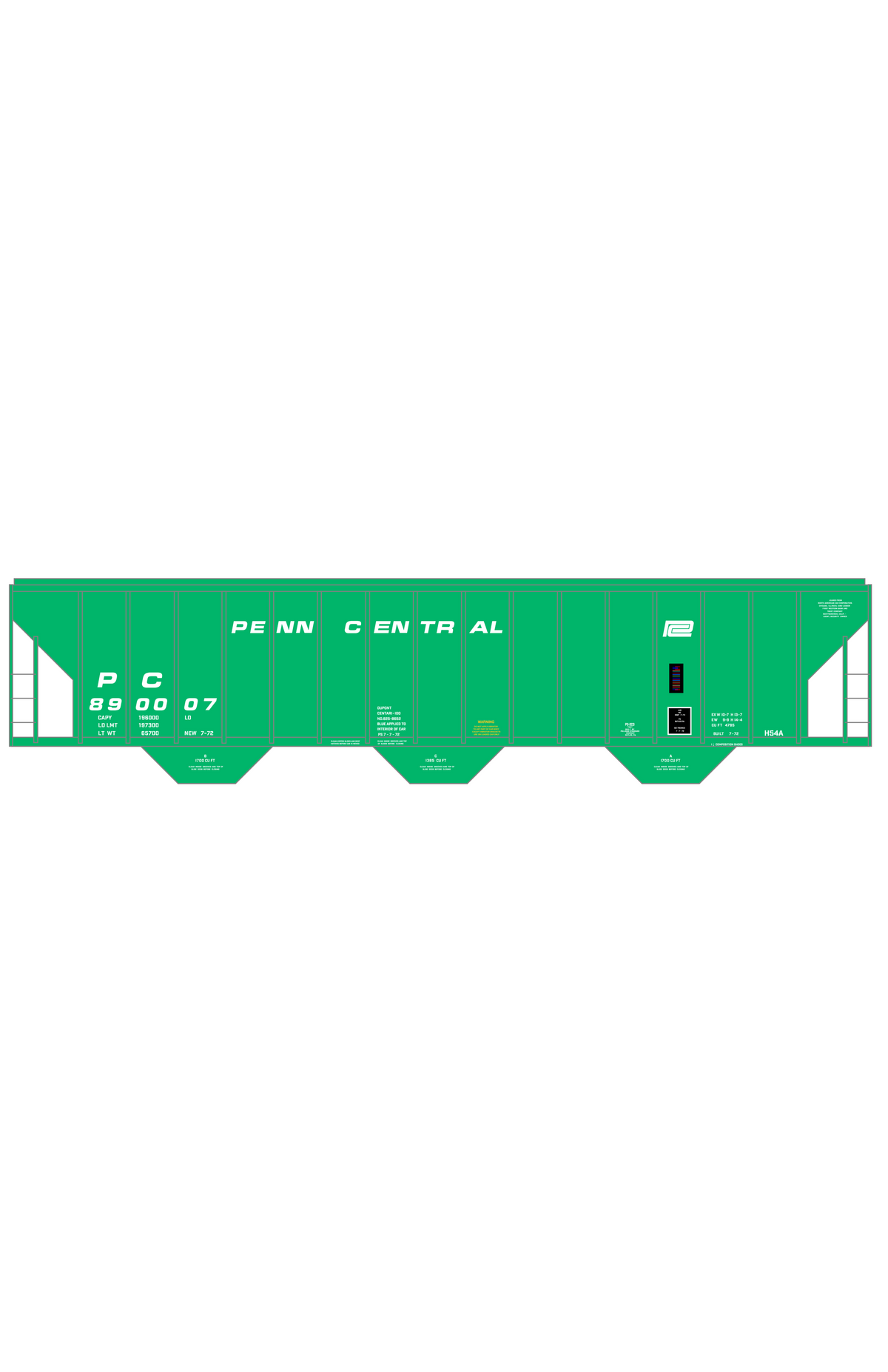 Penn Central PS2-CD Covered Hopper White For Green Car