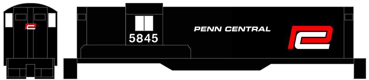 Penn Central Diesel Locomotive Red and White Heralds