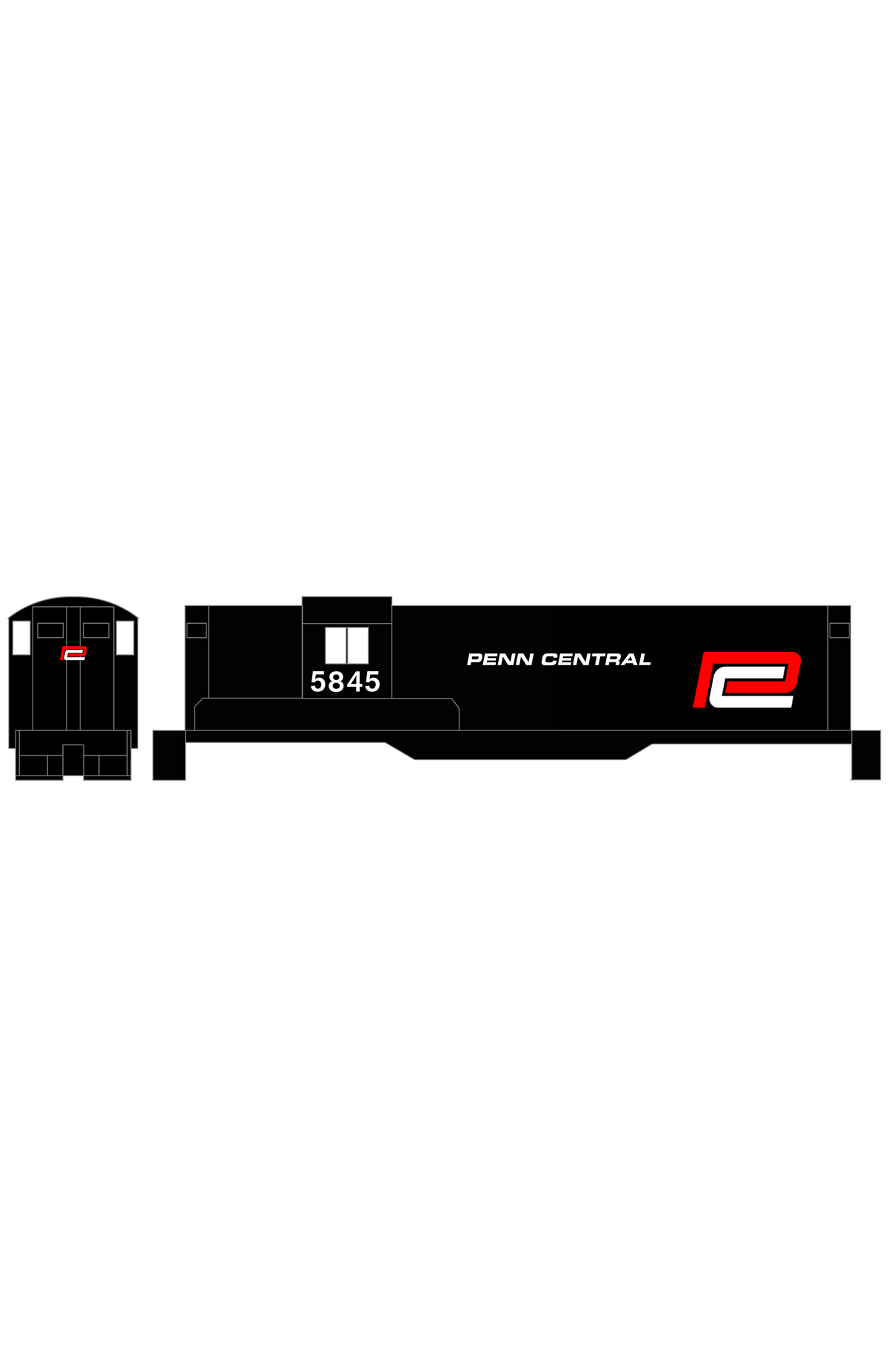 Penn Central Diesel Locomotive Red and White Heralds