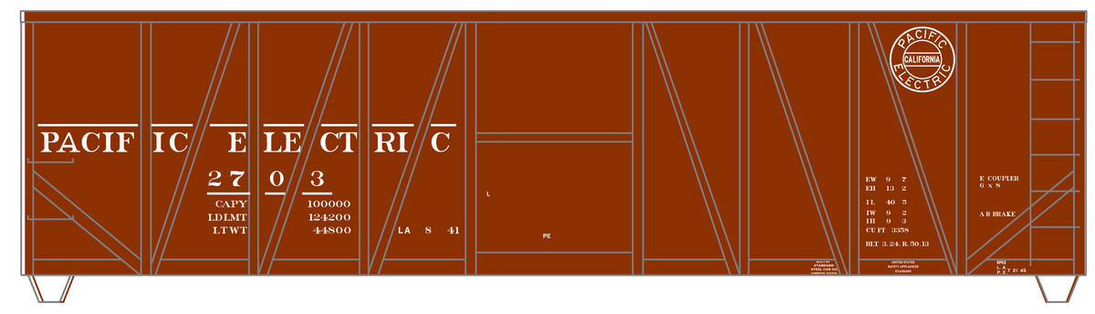 Pacific Electric 40 Ft Outside Braced Boxcar White