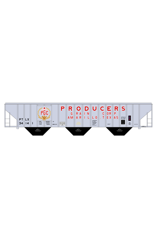 Producers Grain Corp Amarillo Texas PS2-CD Covered Hopper Red, Yellow and White