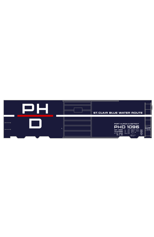 Port Huron and Detroit 40 Ft Steel Boxcar White and Red