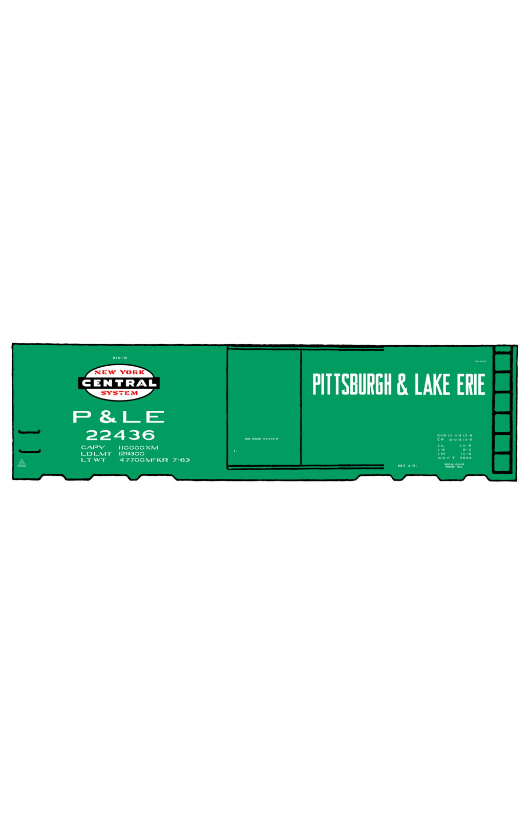 Pittsburgh and Lake Erie 40 Ft Boxcar White Cigar Band/PC