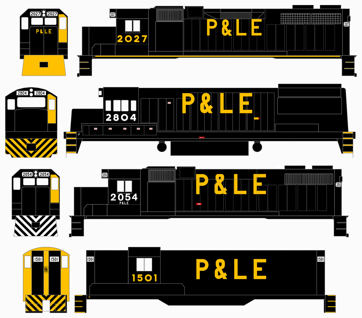 Pittsburgh and Lake Erie Diesel Locomotive Yellow and White