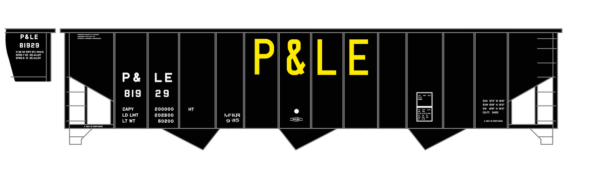 Pittsburgh & Lake Erie Three Bay Hopper Big Yellow P&LE
