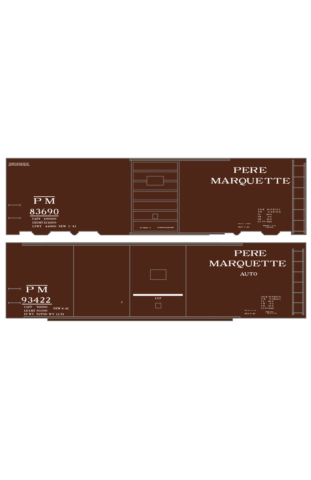 Pere Marquette 40 Ft Steel Boxcar White