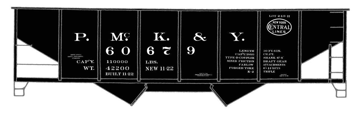 PMcK&Y Twin Hopper Car White New York Central