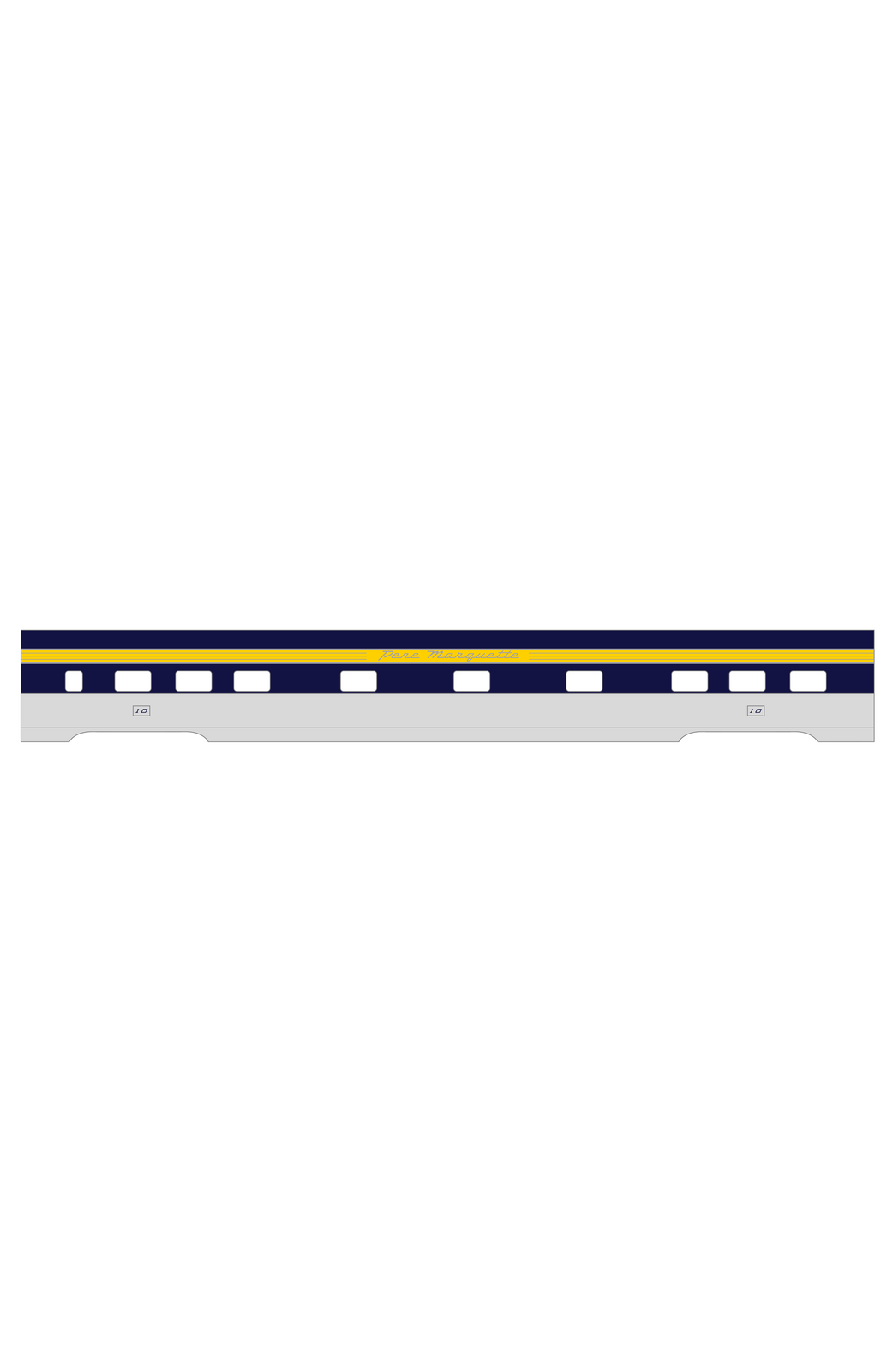 Pere Marquette Streamlined Passenger Car Silver and Blue