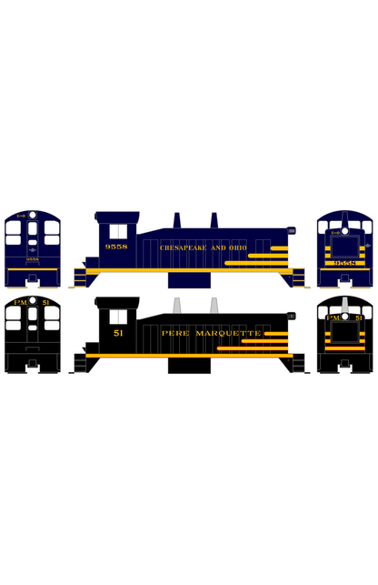 Pere Marquette C&O B&O Diesel Switcher Locomotive Yellow and Red