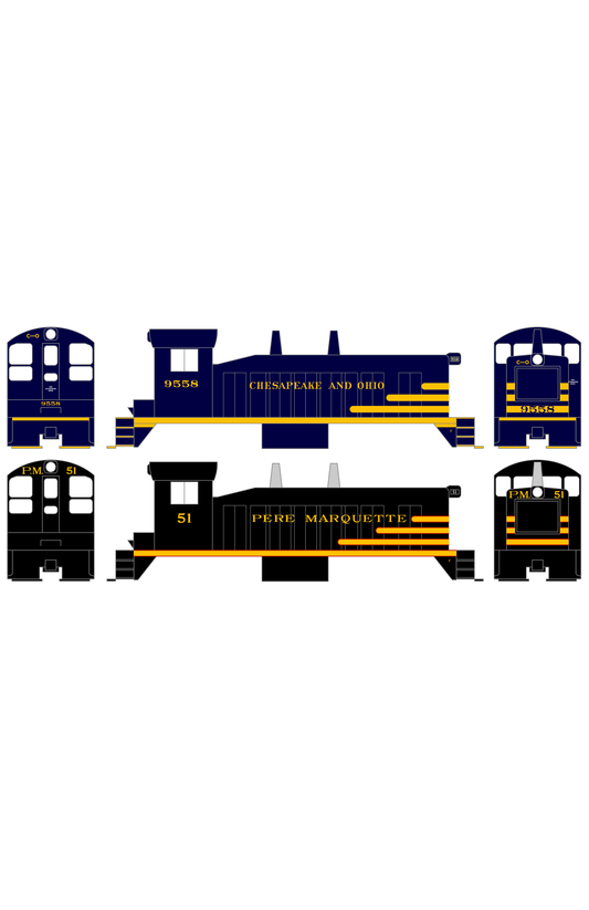 Pere Marquette C&O B&O Diesel Switcher Locomotive Yellow and Red