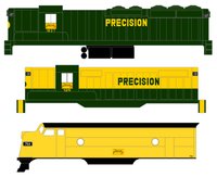 Precision National Corp Diesel Locomotive Yellow and Green  - Decal