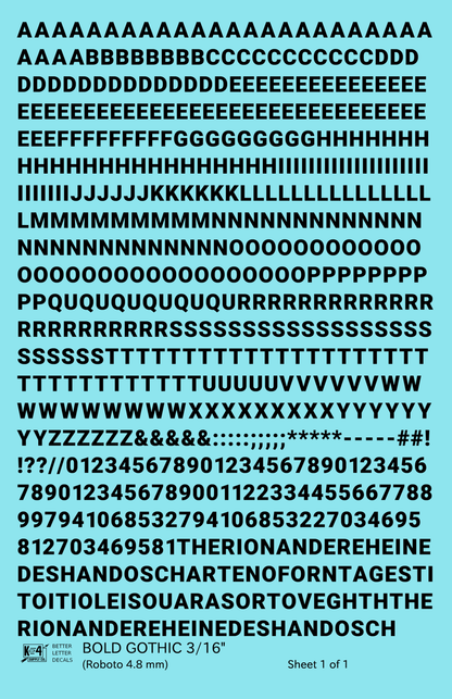 Bold Gothic Letter Number Alphabet