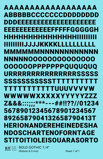 Bold Gothic Letter Number Alphabet