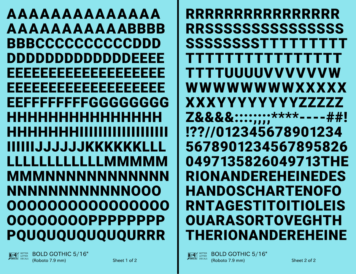 Bold Gothic Letter Number Alphabet