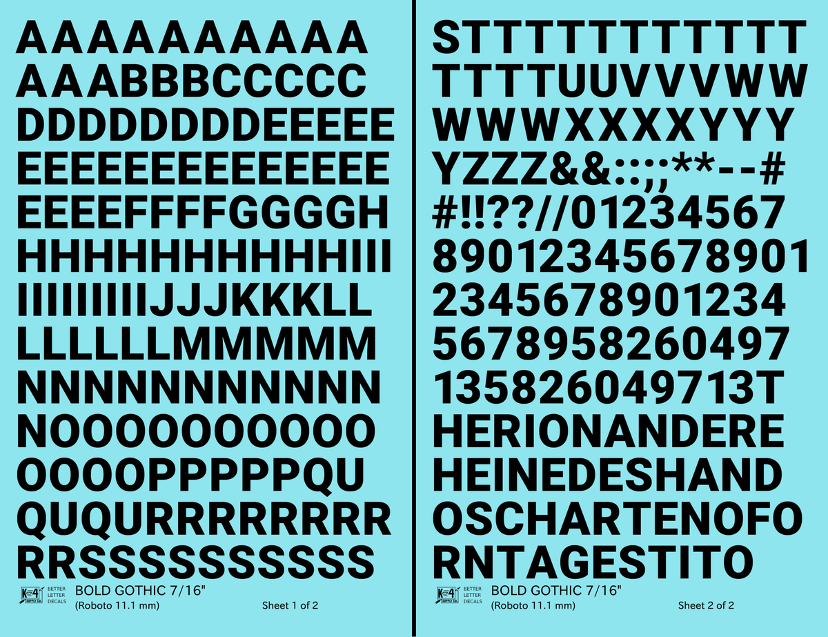 Bold Gothic Letter Number Alphabet