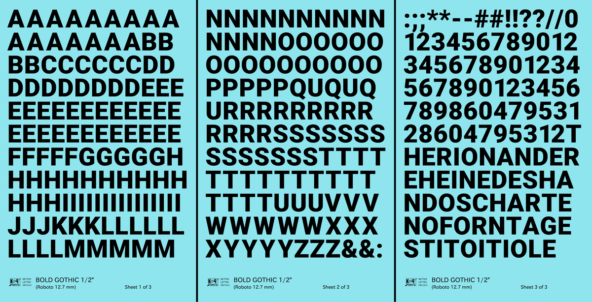 Bold Gothic Letter Number Alphabet