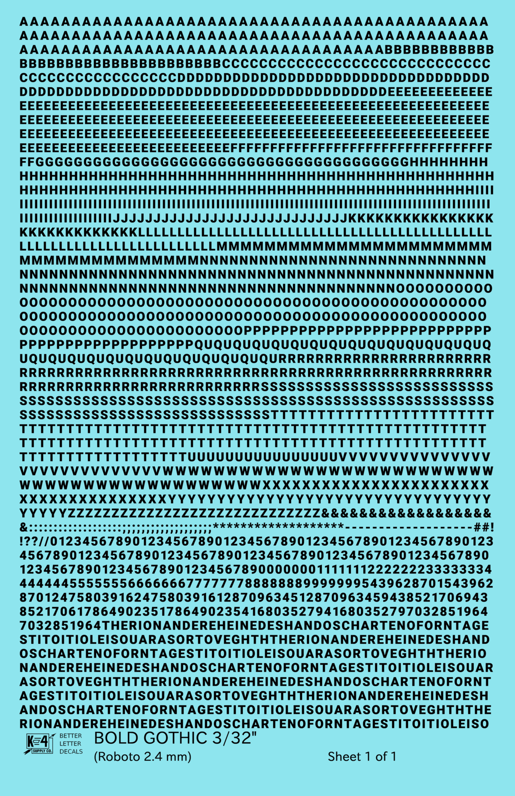 Bold Gothic Letter Number Alphabet