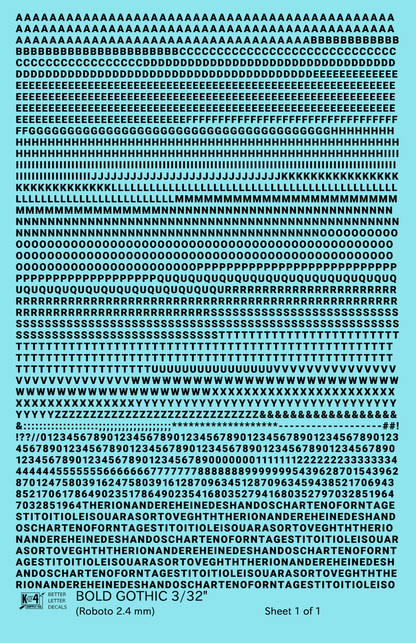 Bold Gothic Letter Number Alphabet