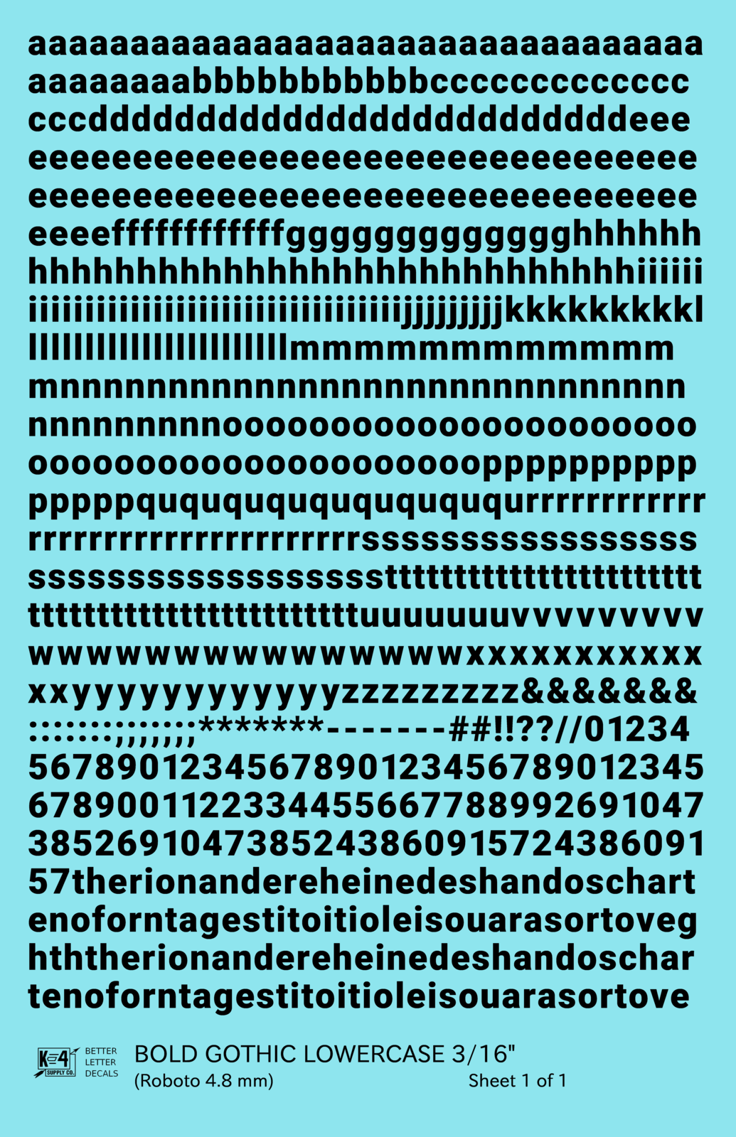 Lowercase Bold Gothic Letter Number Alphabet
