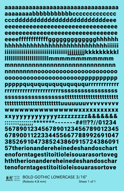Lowercase Bold Gothic Letter Number Alphabet