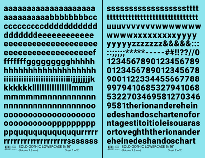 Lowercase Bold Gothic Letter Number Alphabet