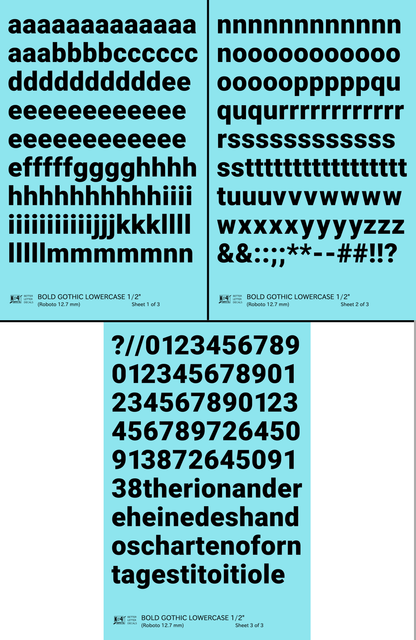 Lowercase Bold Gothic Letter Number Alphabet