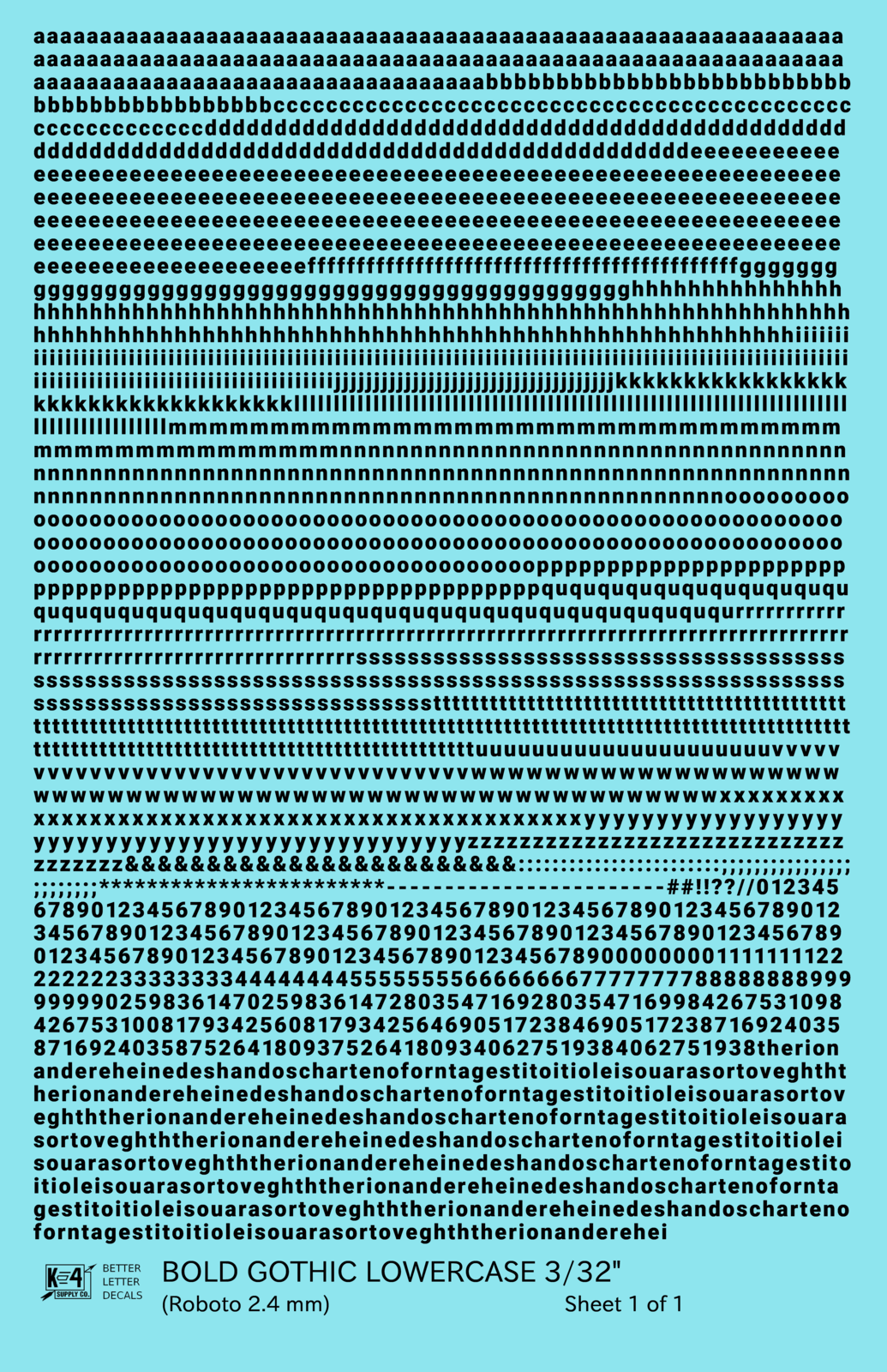 Lowercase Bold Gothic Letter Number Alphabet