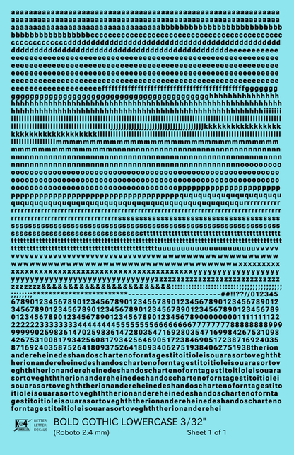 Lowercase Bold Gothic Letter Number Alphabet