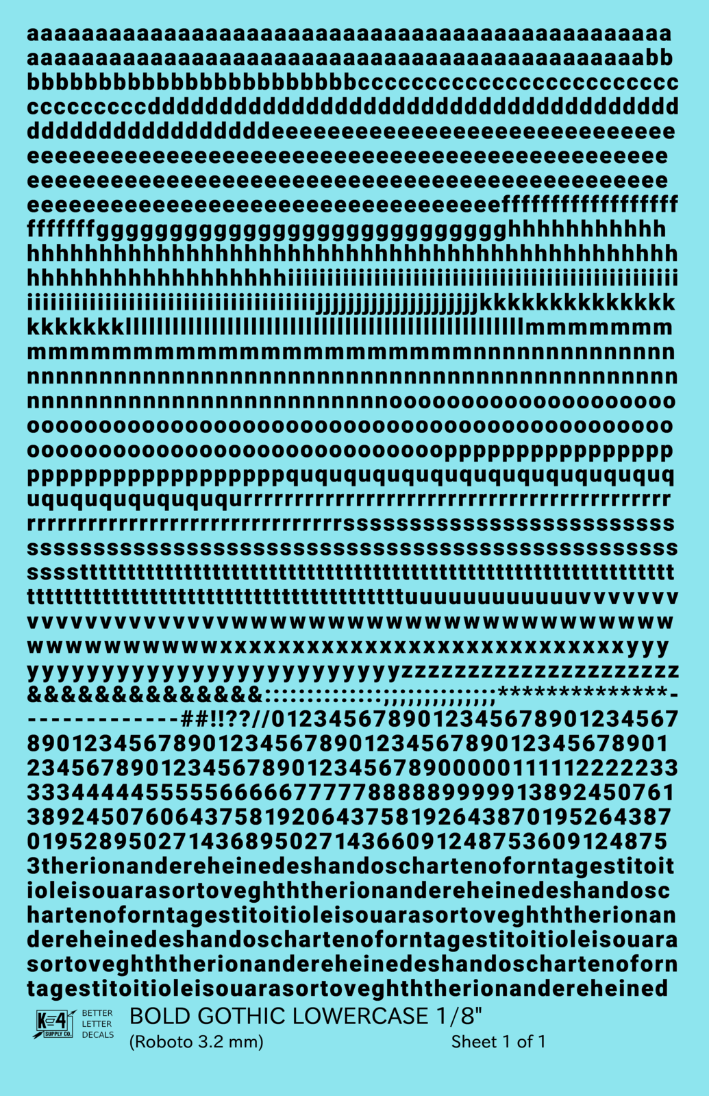 Lowercase Bold Gothic Letter Number Alphabet