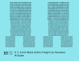 Block Gothic Freight Car Numbers  White 9, 7 and 4 Inch Renumber