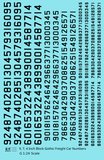 Block Gothic Freight Car Numbers  White 9, 7 and 4 Inch Renumber